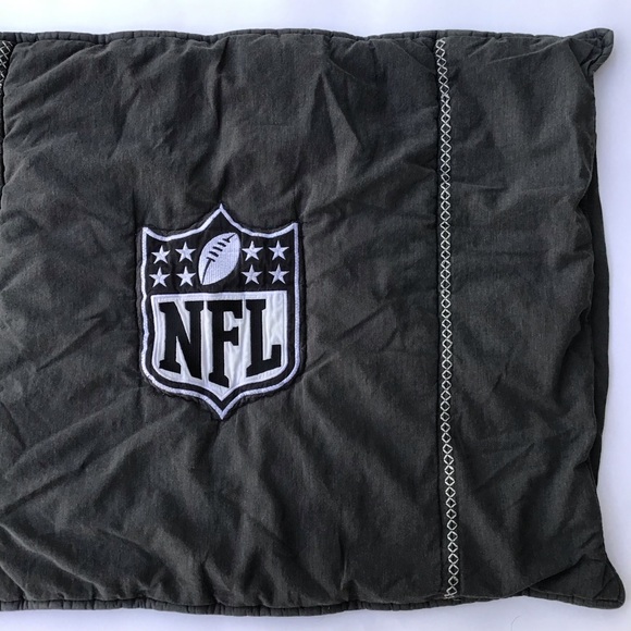 Pottery Barn Teen NFL Football STANDARD Quilted Pillow Sham Gray Black Vintage - Picture 3 of 9